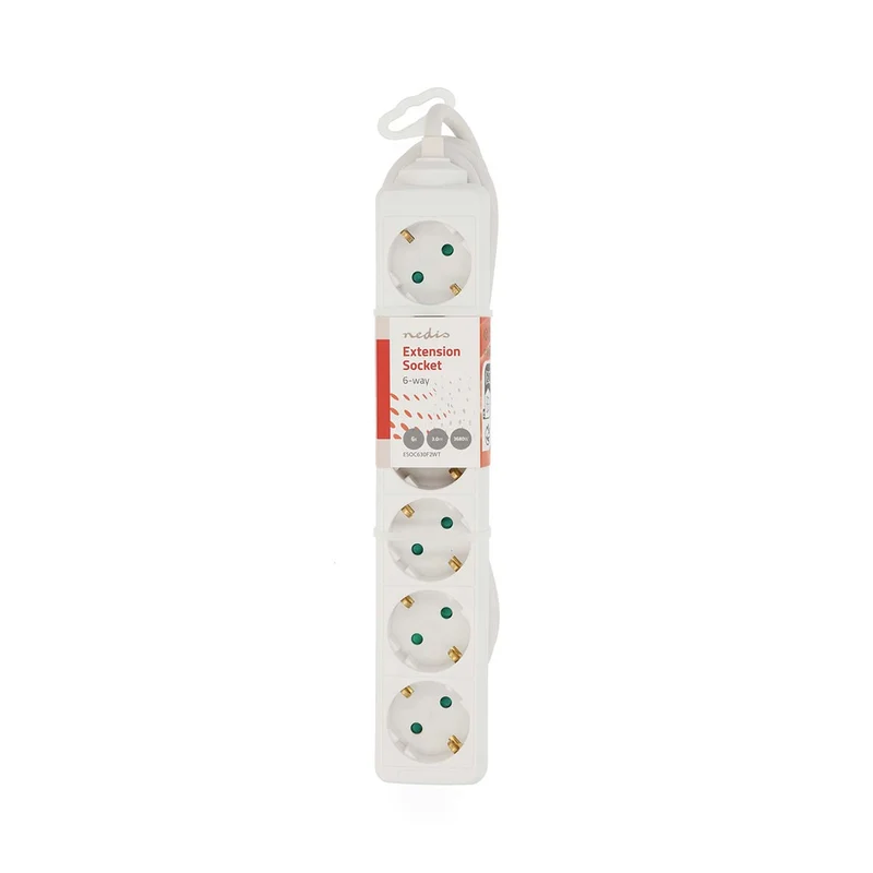 Stekkerdoos Randaarde stekker / Type F (CEE 7/7) - 6-wegs - 3.00m