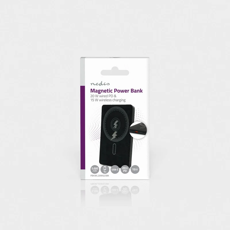 Powerbank 5000 mAh - 20W - Draadloos oplaadvermogen: 15W