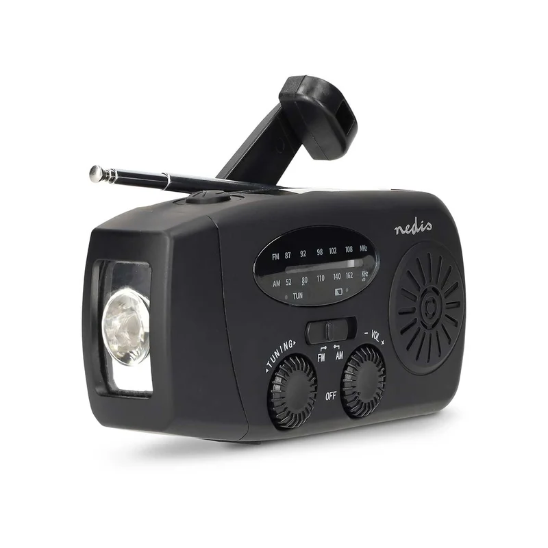 Noodradio Tafelmodel - AM / FM - Accu gevoed / Handslinger / USB Gevoed