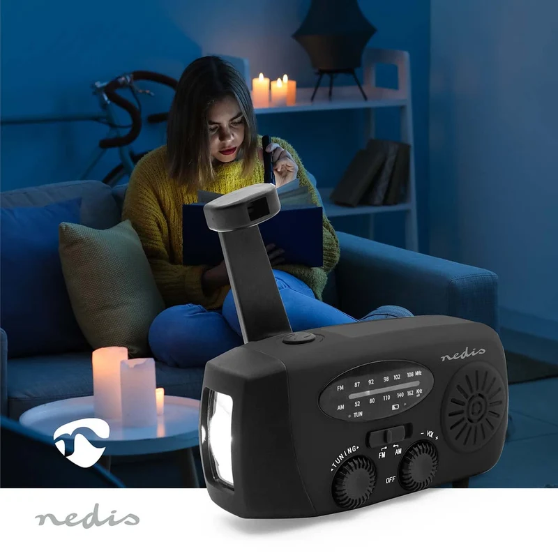 Noodradio Tafelmodel - AM / FM - Accu gevoed / Handslinger / USB Gevoed
