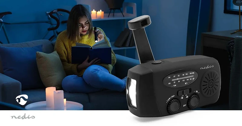 Noodradio Tafelmodel - AM / FM - Accu gevoed / Handslinger / USB Gevoed