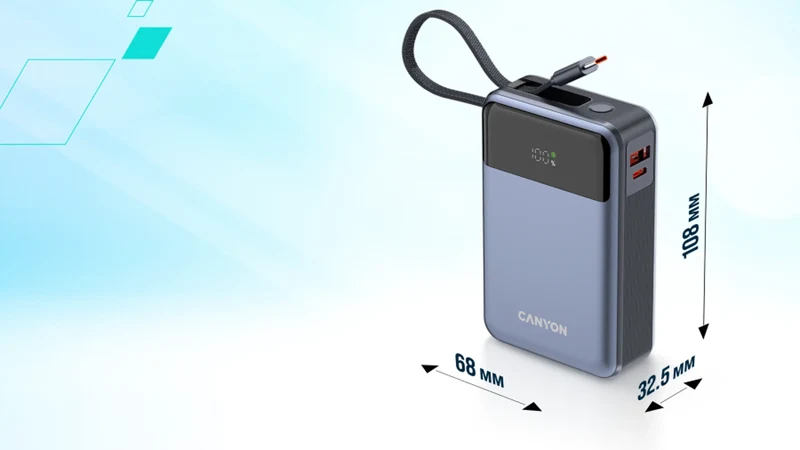 Canyon OnPower 600 20.000 mAh 65W, Mørkegrå
