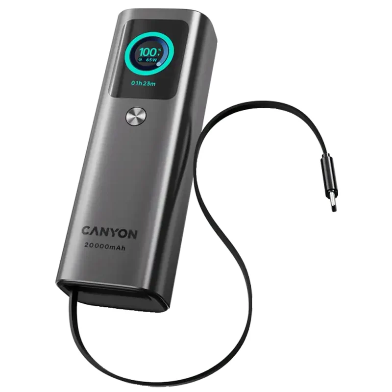 Canyon OnPower 265 20.000 mAh 165W Powerbank, Mørkegrå
