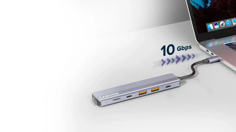 Canyon DS-17 6-i-1 USB-C Hub 4K HDMI, Grå