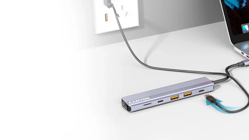 Canyon DS-17 6-i-1 USB-C Hub 4K HDMI, Grå