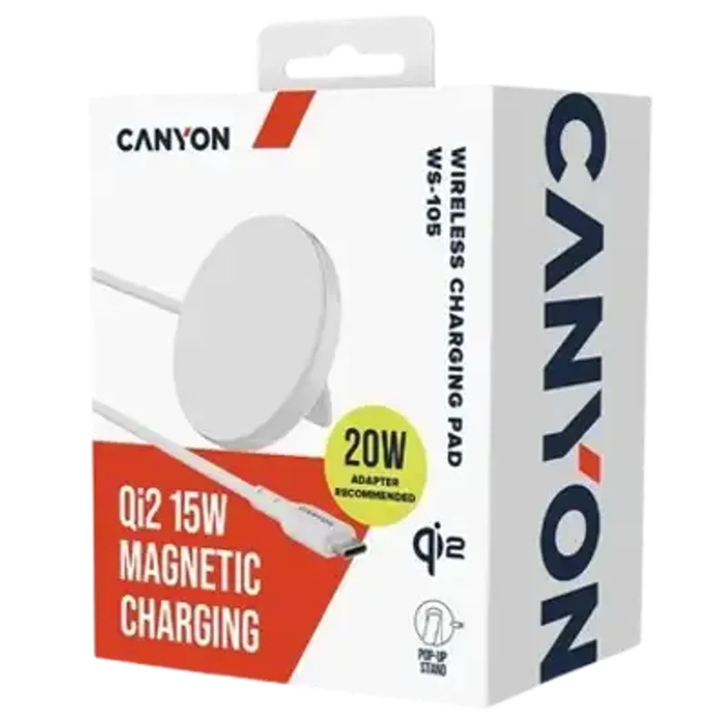 Canyon WS-105 15W Qi2 MagSafe Oplader, Hvid