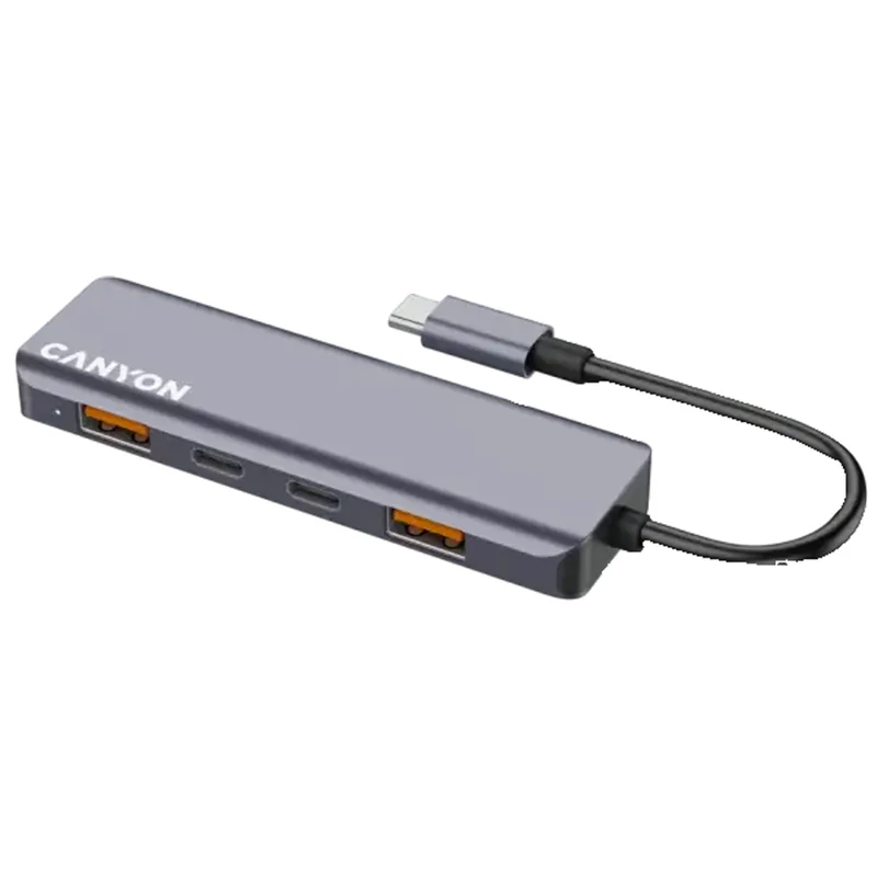 Canyon DS-18 5-i-1 USB-C Hub 100W PD, Grå