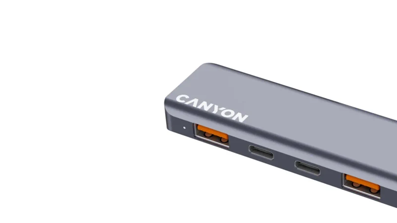 Canyon DS-18 5-i-1 USB-C Hub 100W PD, Grå