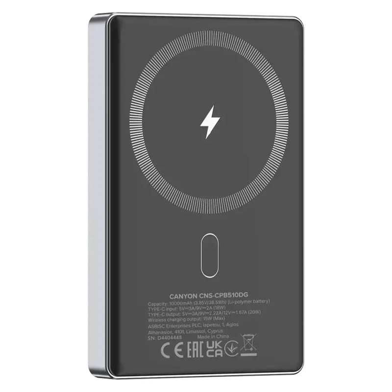 Canyon OnPower 510 MagSafe 10000 mAh, Mørkegrå
