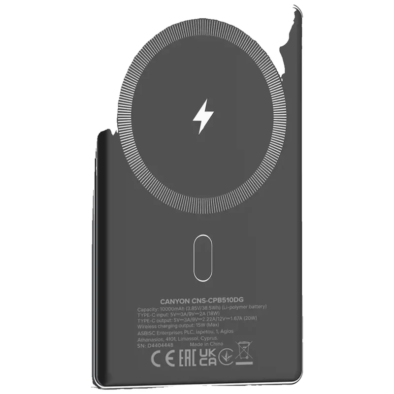 Canyon OnPower 510 MagSafe 10000 mAh, Mørkegrå