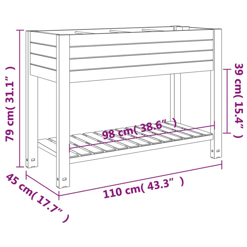 vidaXL Raised Garden Bed White 110x45x79 cm Polypropylene