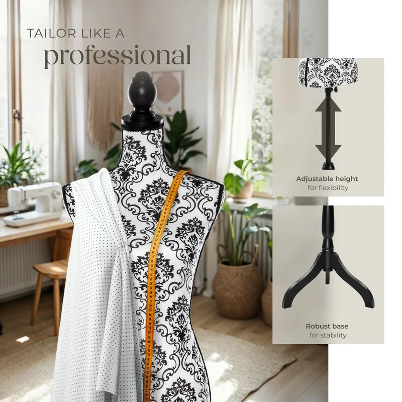 tectake Tailors Dummy Female Mannequin Torso with Wooden Stand