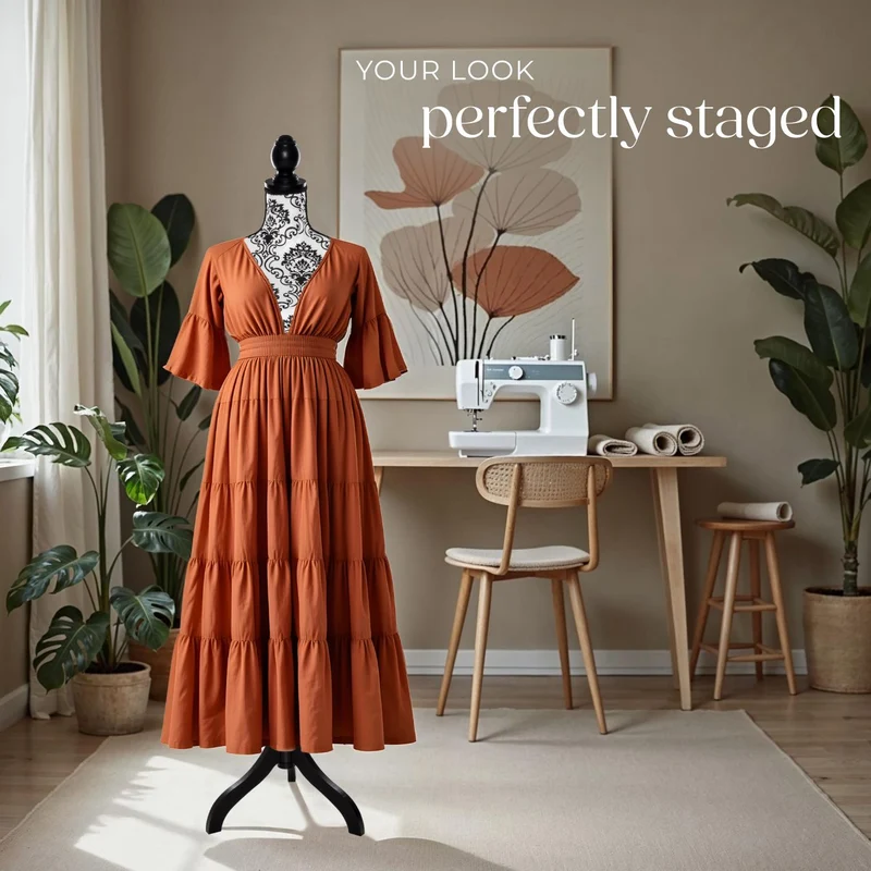 tectake Tailors Dummy Female Mannequin Torso with Wooden Stand