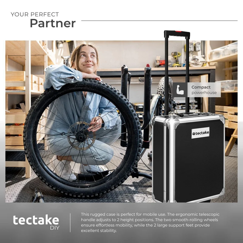tectake Aluminum Trolley Tool Case, 1,200-Piece Set