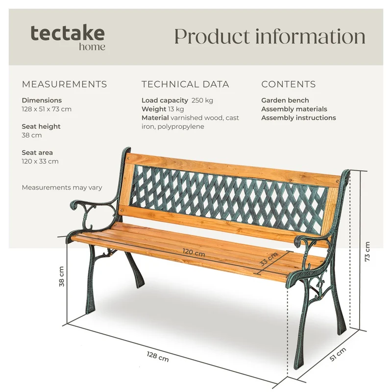 tectake Garden Bench Tamara - 2-Seater