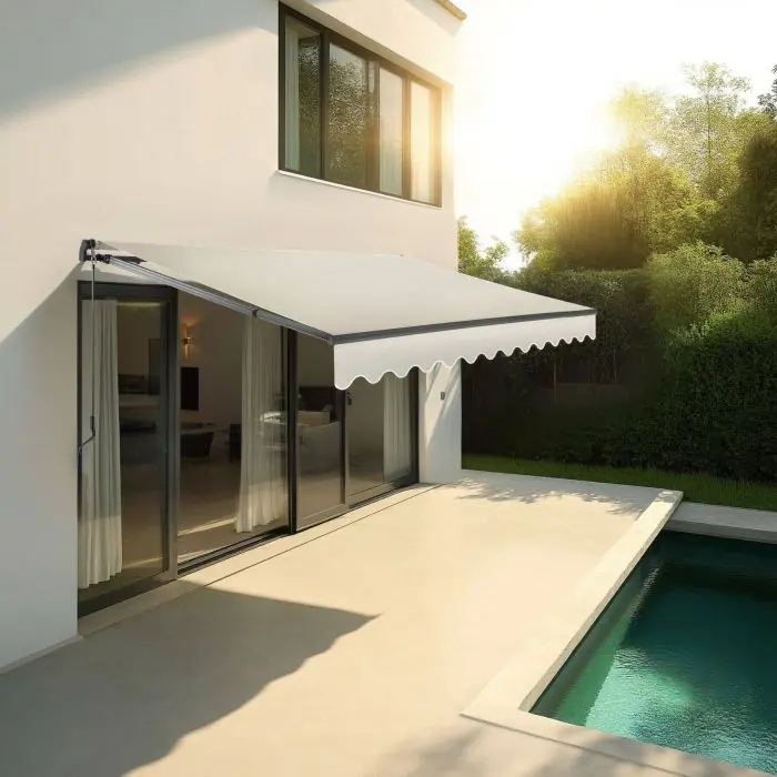 tectake Ornella Retractable Awning with Wall Bracket 300 x 250 cm Beige