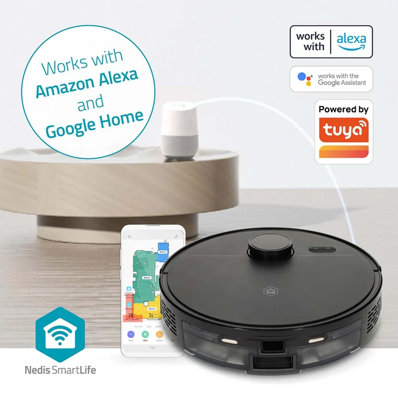 SmartLife Robotstofzuiger Navigatiemethode: Laser navigatie - Wi-Fi - Capaciteit opvangreservoir: 0.59l