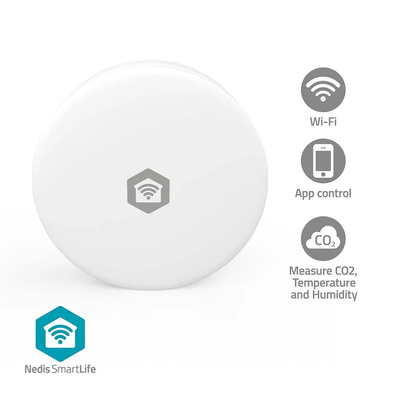 SmartLife Luchtkwaliteitsmonitor Wi-Fi - Koolstofdioxide (CO2) / Temperatuur / Vochtigheid - Android™ / IOS