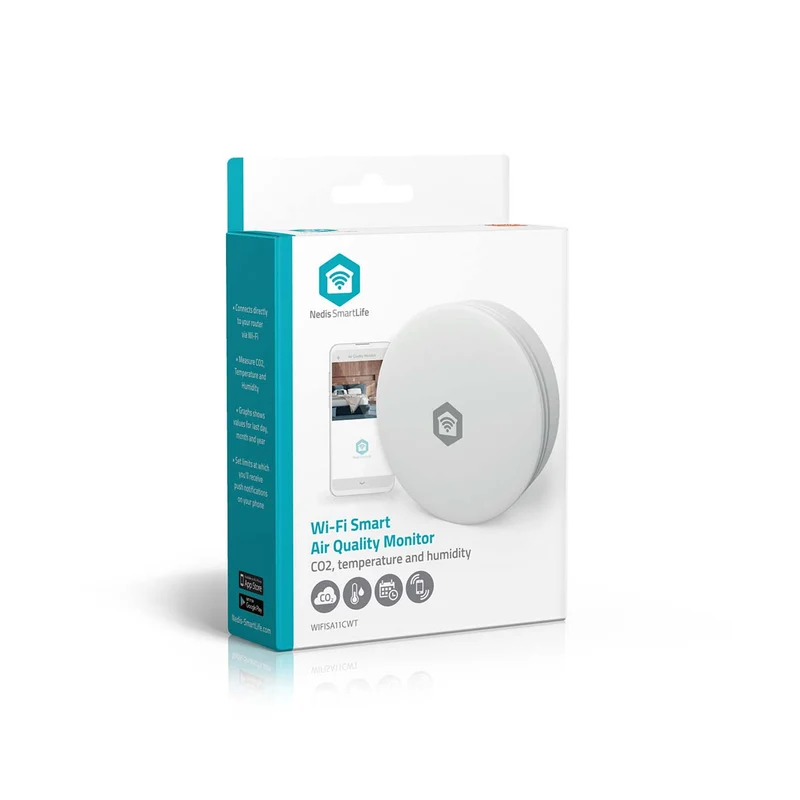 SmartLife Luchtkwaliteitsmonitor Wi-Fi - Koolstofdioxide (CO2) / Temperatuur / Vochtigheid - Android™ / IOS