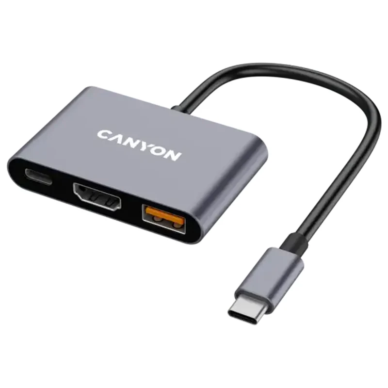 Canyon DS-4 3-i-1 USB-C Hub 100W PD, Grå