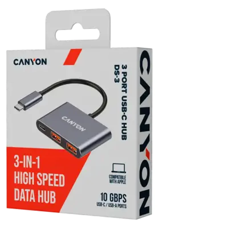 Canyon DS-3 3-i-1 USB-C Hub, Mørkegrå