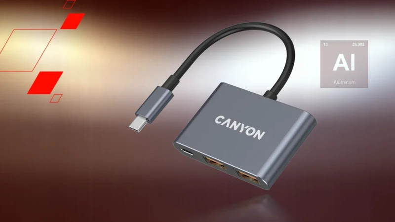 Canyon DS-3 3-i-1 USB-C Hub, Mørkegrå