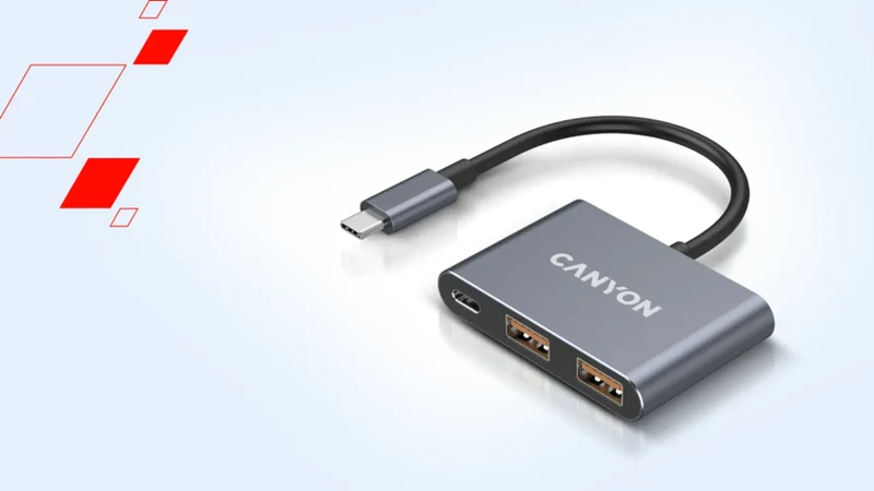 Canyon DS-3 3-i-1 USB-C Hub, Mørkegrå