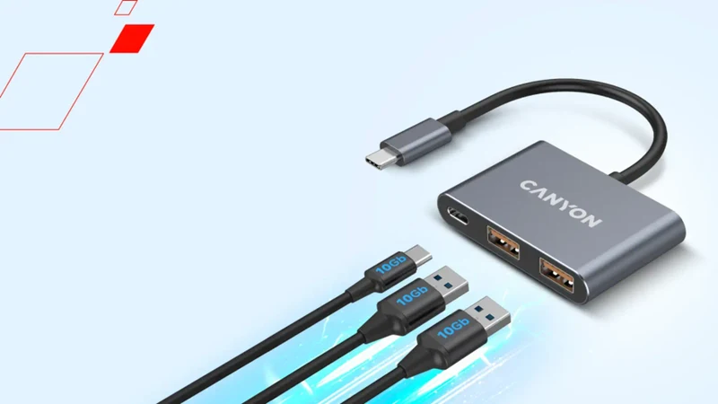 Canyon DS-3 3-i-1 USB-C Hub, Mørkegrå