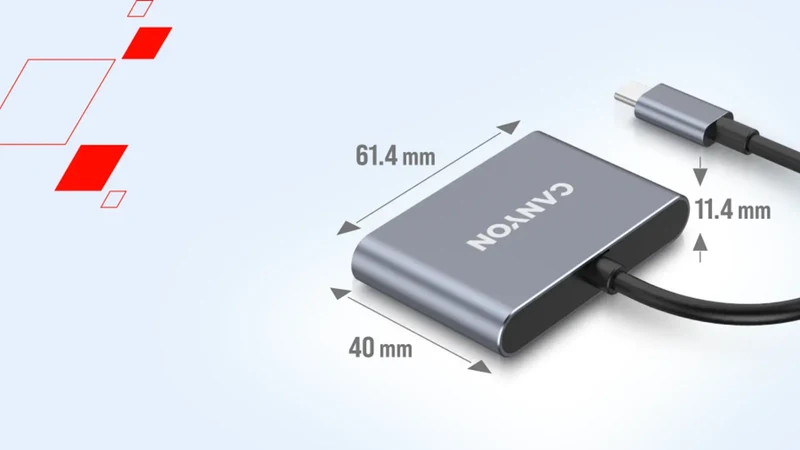 Canyon DS-3 3-i-1 USB-C Hub, Mørkegrå