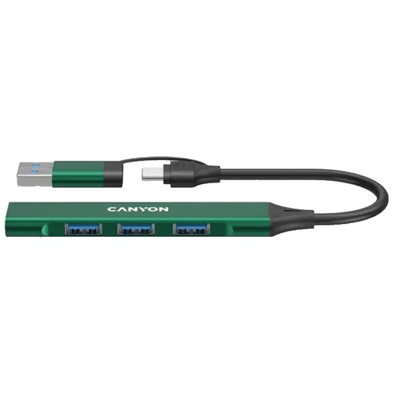 Canyon DS-02 4-i-1 USB-A/C Hub, Grøn