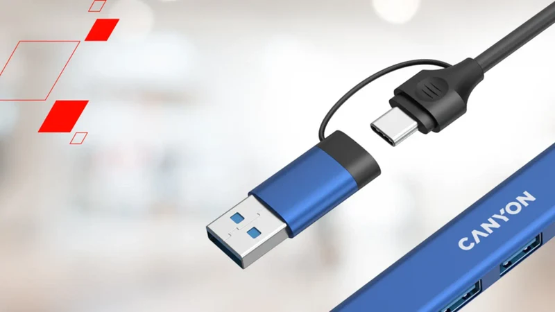 Canyon DS-02 4-i-1 USB-A/C Hub, Grøn