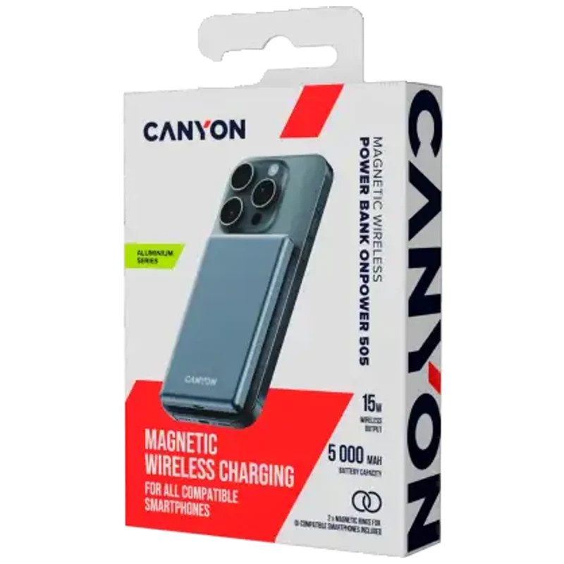 Canyon OnPower 505 MagSafe 5000 mAh PD20W, Mørkegrå