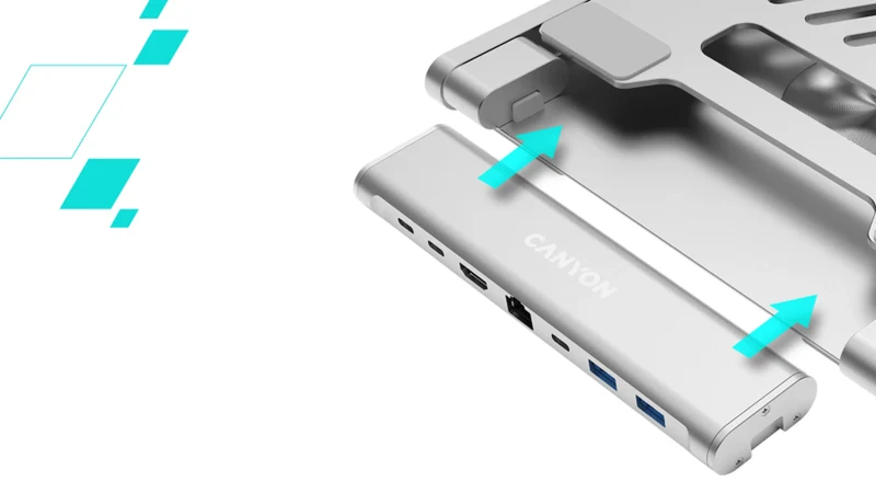 Canyon OnStand 2 6-i-1 USB-C Hub & Laptopstander, Grå