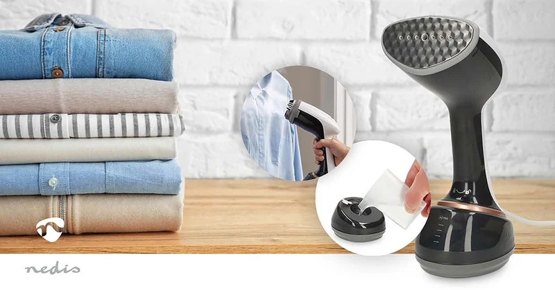 Nedis HHGS500 - Handheld kledingstomer - Compacte en krachtige kledingstomer voor op reis en thuis - 1700 W - 370 ml - Zwart/Wit