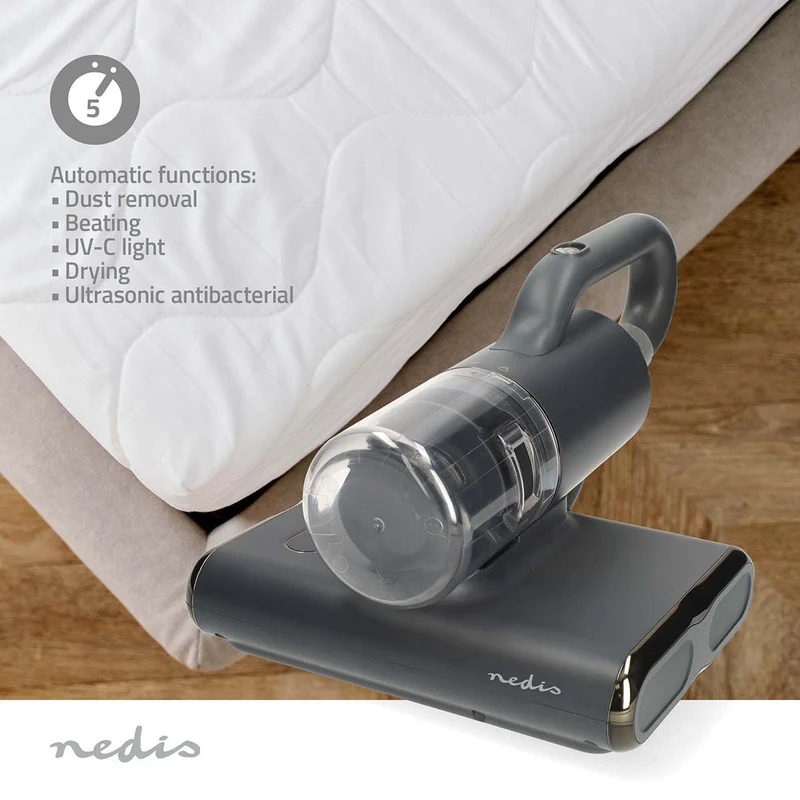 Nedis MCCD250GY - Stoomreiniger - Roterende Borstel - 500W - UV-C Licht Technologie - Matrasreiniger - Donkergrijs
