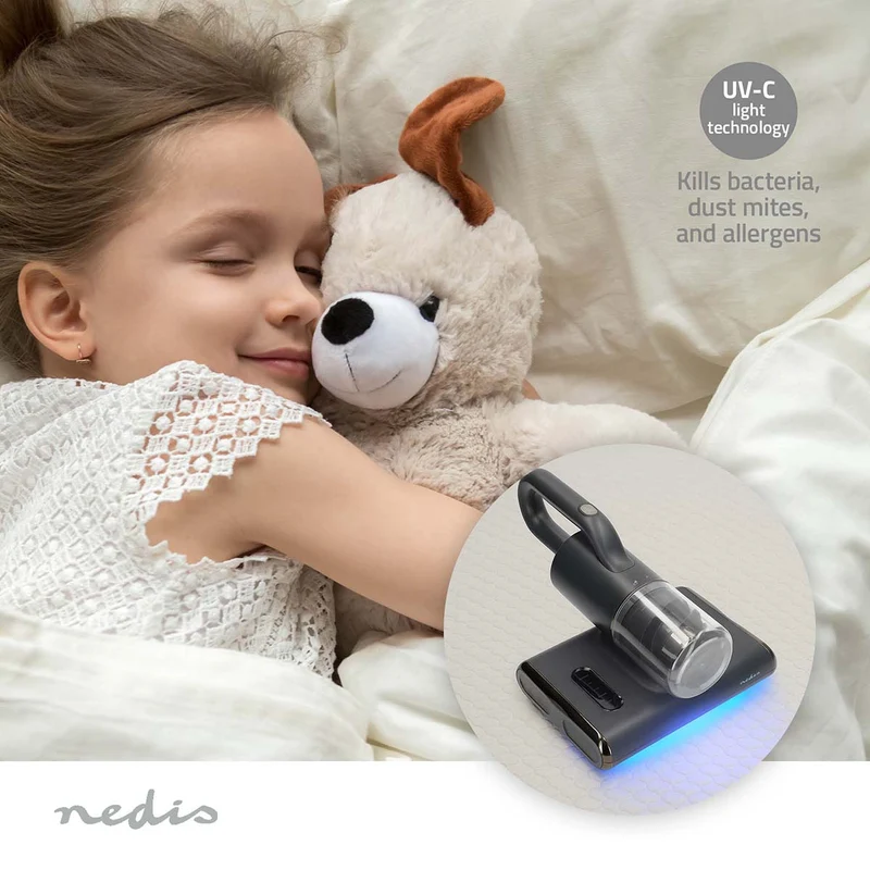 Nedis MCCD250GY - Stoomreiniger - Roterende Borstel - 500W - UV-C Licht Technologie - Matrasreiniger - Donkergrijs