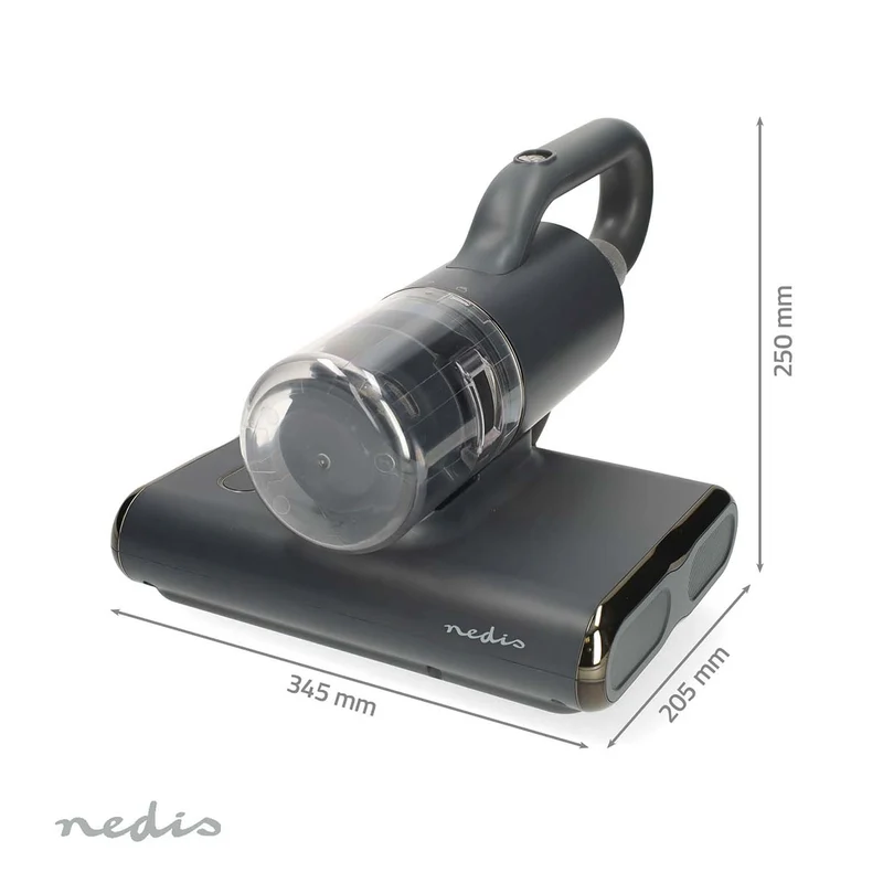 Nedis MCCD250GY - Stoomreiniger - Roterende Borstel - 500W - UV-C Licht Technologie - Matrasreiniger - Donkergrijs
