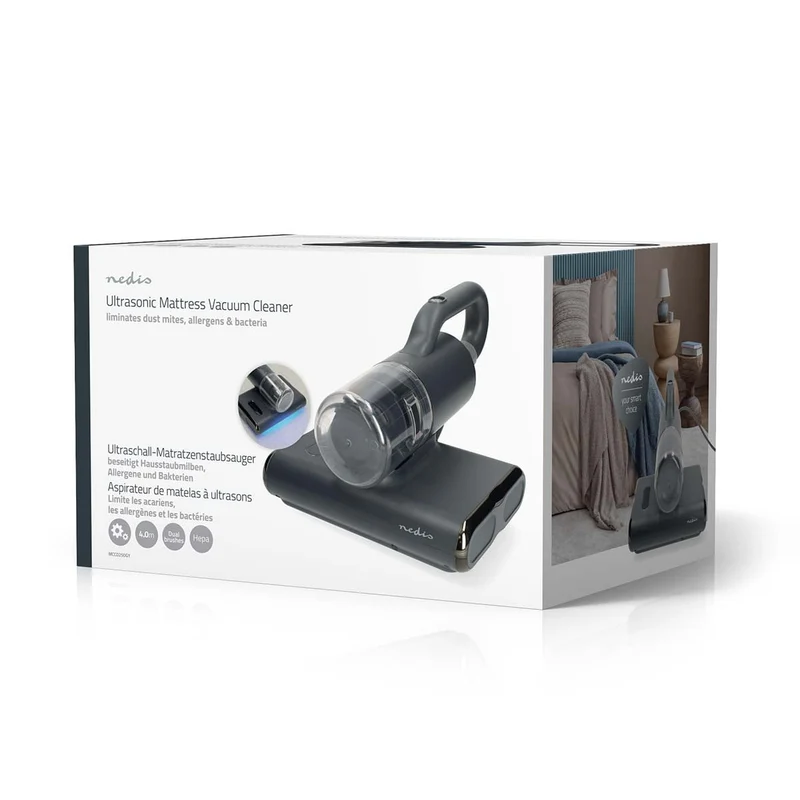 Nedis MCCD250GY - Stoomreiniger - Roterende Borstel - 500W - UV-C Licht Technologie - Matrasreiniger - Donkergrijs