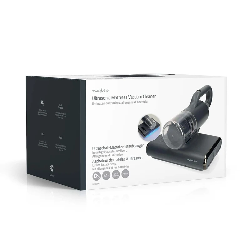 Nedis MCCD250GY - Stoomreiniger - Roterende Borstel - 500W - UV-C Licht Technologie - Matrasreiniger - Donkergrijs