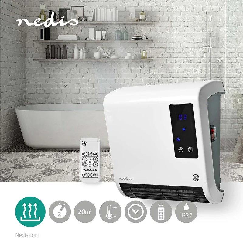Badkamer verwarming 2000W - Instelbare thermostaat - 2 Verwarmingsmodi
