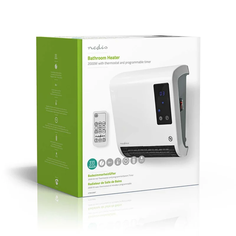 Badkamer verwarming 2000W - Instelbare thermostaat - 2 Verwarmingsmodi