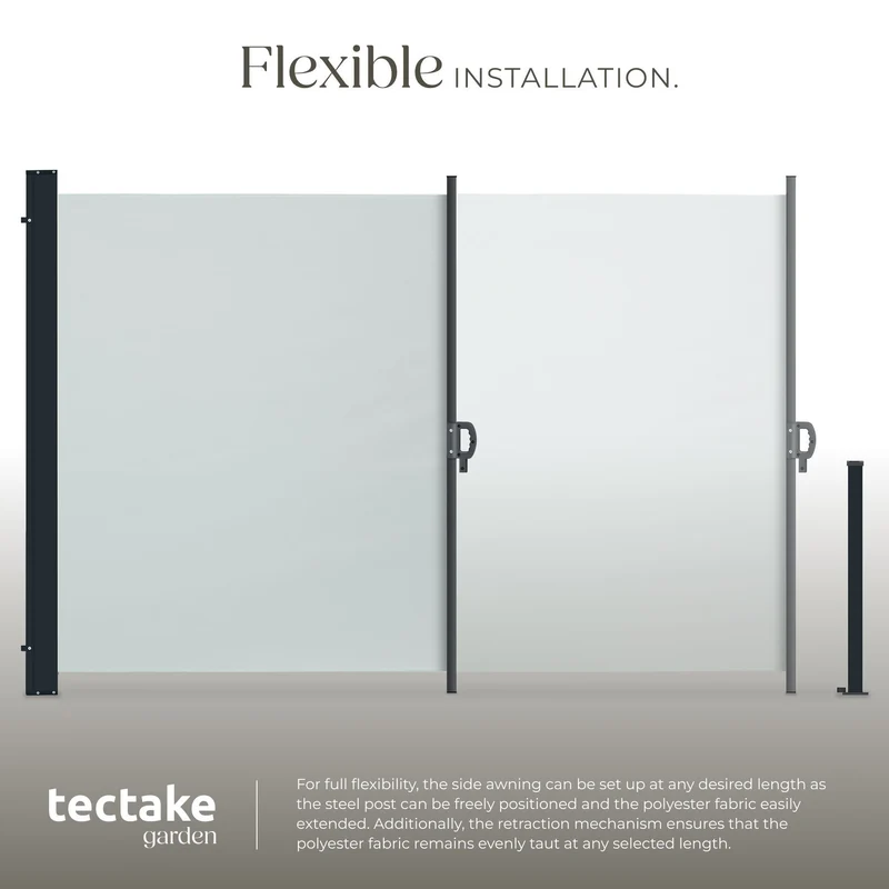Extendable Side Awning with Roll-up Mechanism, Opaque 300 x 160cm, Grey