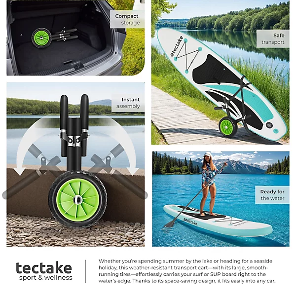 Surfboard & SUP Trolley Wave Wheel Single, Black/Green
