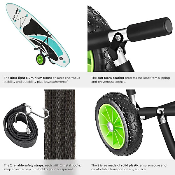 Surfboard & SUP Trolley Wave Wheel Single, Black/Green