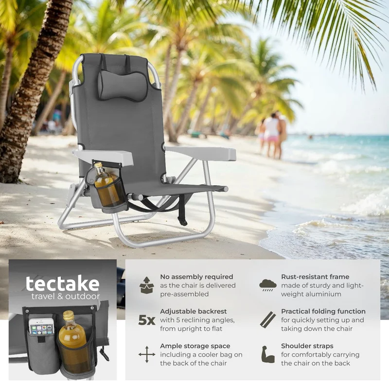 Tectake Coral Aluminum Foldable Beach Chair
