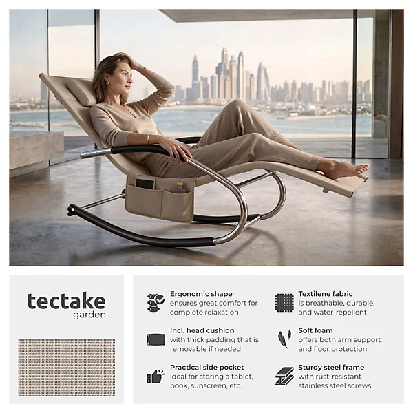 Taya Sun Lounger with Modern Design, Beige