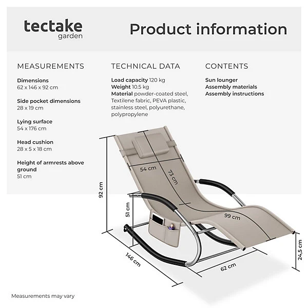 Taya Sun Lounger with Modern Design, Beige