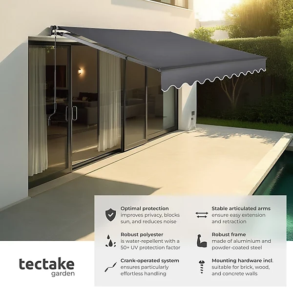 Retractable Awning Ornella 250 x 200 cm, Dark Grey