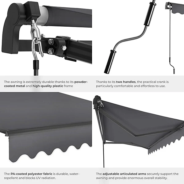 Retractable Awning Ornella 250 x 200 cm, Dark Grey