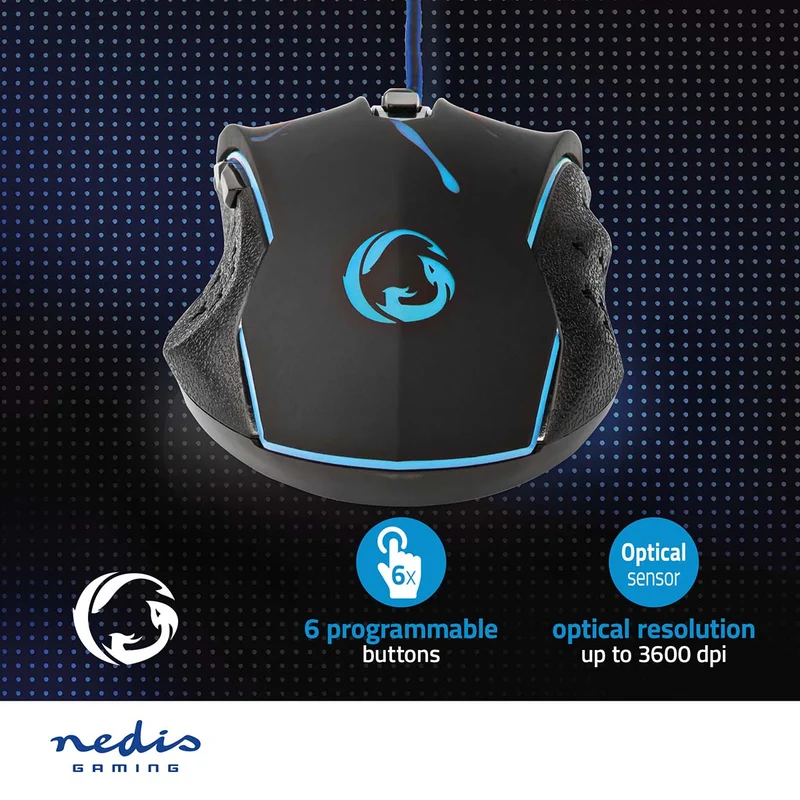 Gaming Muis Bedraad - 1200 / 1800 / 2400 / 3600 dpi - Instelbare DPI